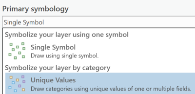 Choose symbolize by unique values