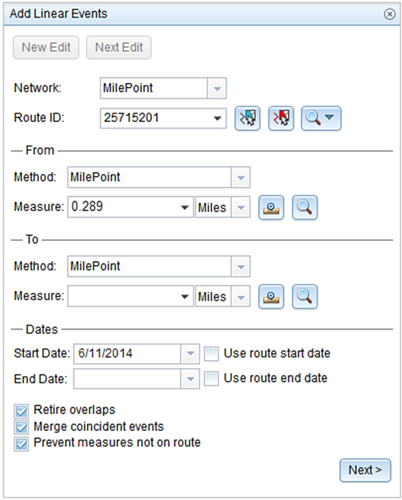 Prepopulated starting measure value